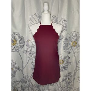 Lulu’s Endlessly Endearing Wine Scalloped Dress